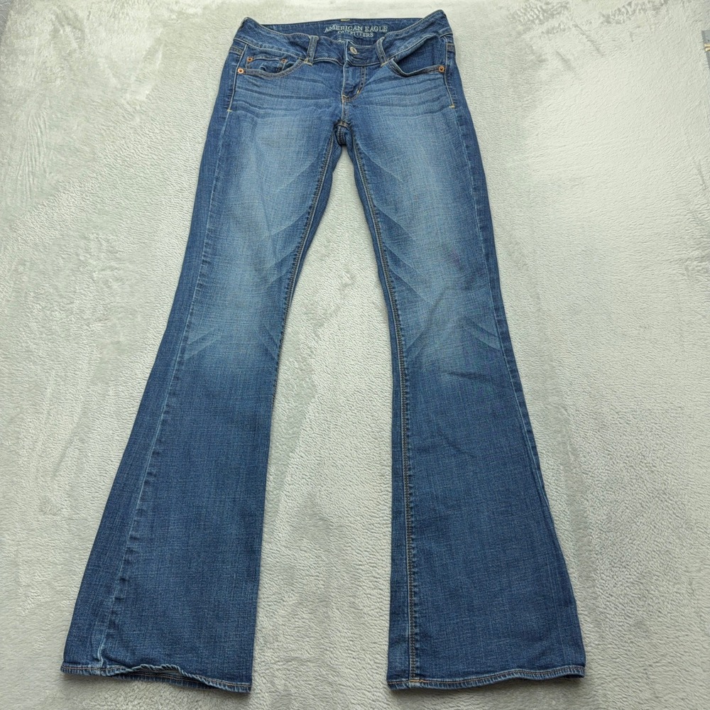 American Eagle Jeans Women 4 Long Blue Artist Super Stretch Flare Denim Pants
